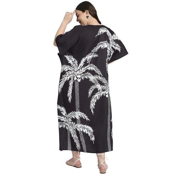 Gypsie Blu Black Polyester Caftan Dress Plus Size Kimono Maxi Dresses for Women - Picture 7 of 8
